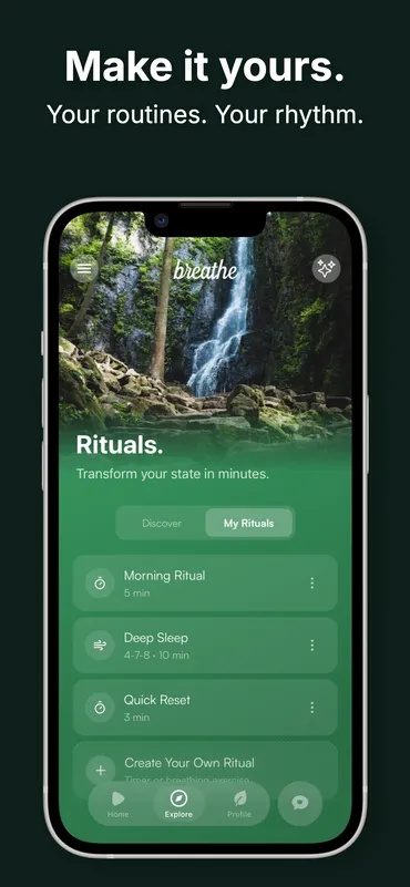 Breathe My Rituals — manage your custom meditations and breathing exercises